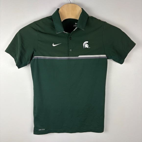 Nike Other - Nike‎ Dri Fit Michigan State Spartans Polo Shirt Green White Mens Small S